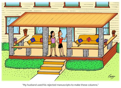 "My husband used his rejected manuscripts to make these columns."