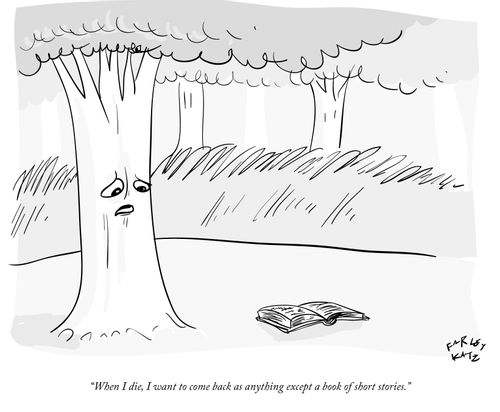 "When I die, I want to come back at anything except a book of short stories."