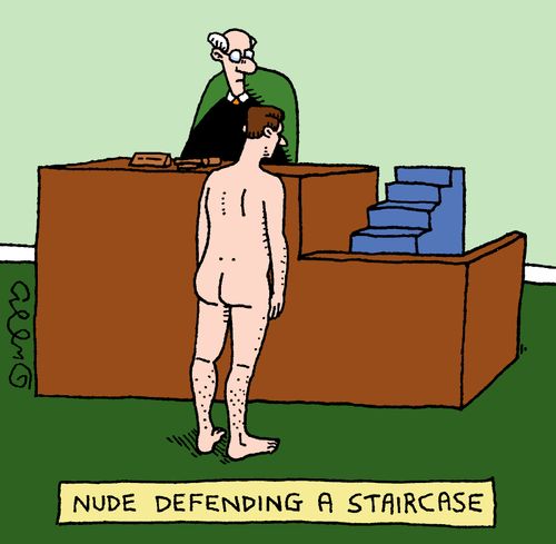 Nude Defending a Staircase