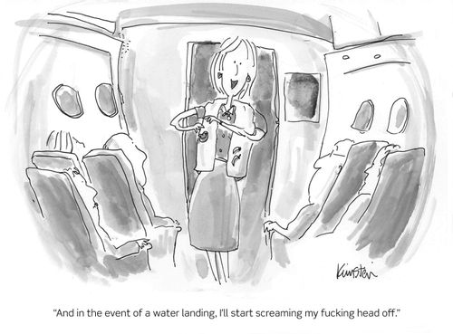 "And in the event of a water landing, I'll start screaming my f*****g head off."