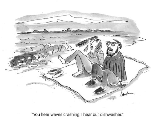 "You hear waves crashing, I hear our dishwasher."