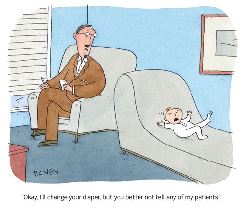 "Okay, I'll change your diaper, but you better not tell any of my patients."
