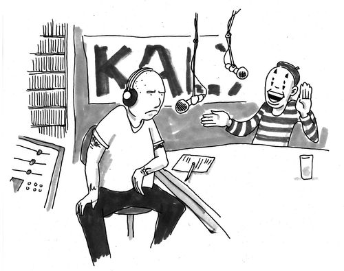 Radio interview with mime artist.