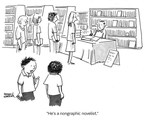 "He's a nongraphic novelist."