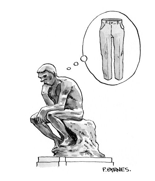 The Thinker thinks of pants