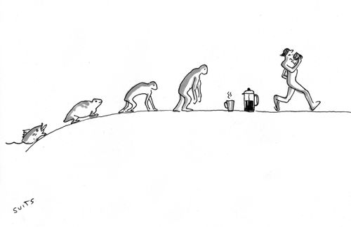 Evolution of man in the morning