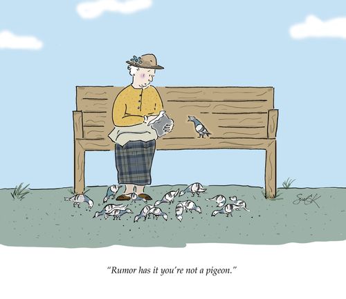 "Rumor has it you're not a pigeon."