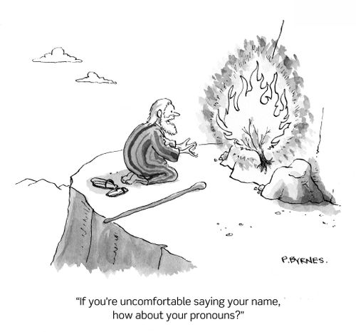 "If you're uncomfortable saying your name, how about your pronouns."