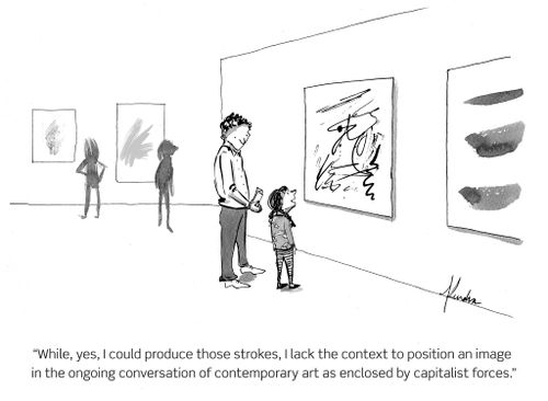 "While, yes, I could produce those strokes, I lack the context to position an image in the ongoing conversation of contemporary art as enclosed by capitalist forces."