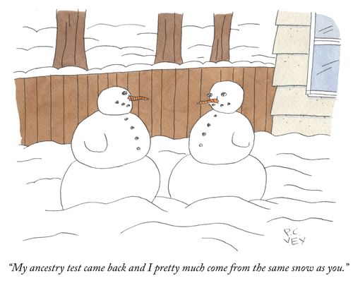 "My ancestry test came back and I pretty much come from the same snow as you."