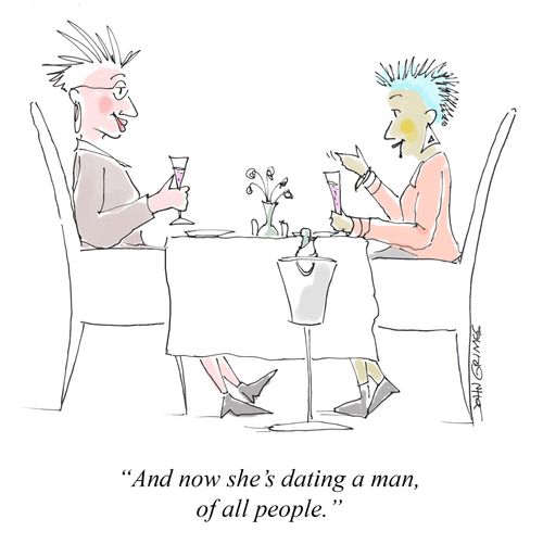 "And now she's dating a man, of all people."