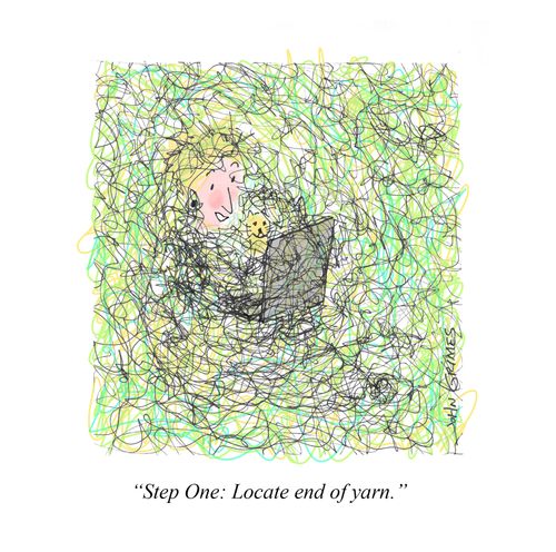 "Step One: Locate end of yarn."