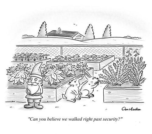"Can you believe we walked right past security?"