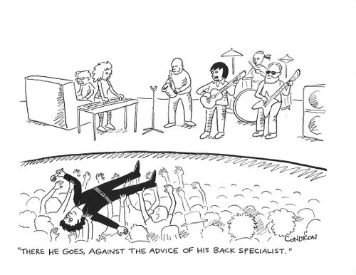 "There he goes, against the advice of his back specialist."