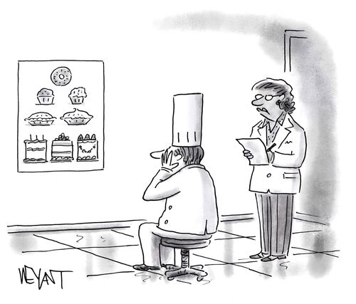A pastry chef has an eye test