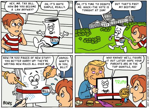 "Hey, Mr. Tax bill. How do you become a law anyway?"