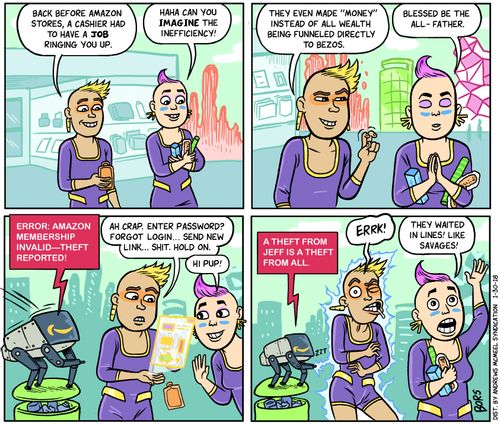 "Back before Amazon stores, a cashier had to have a job ringing you up."