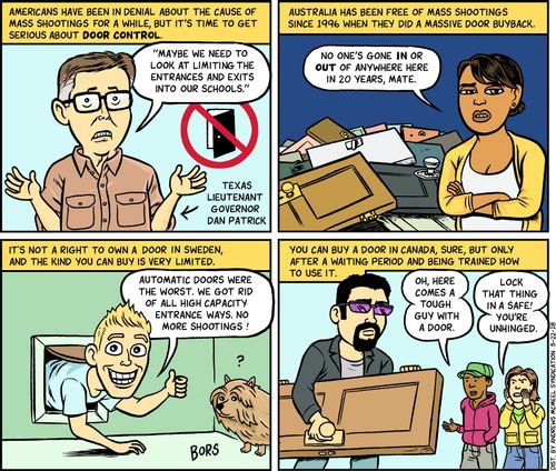 Americans have been in denial about the cause of mass shootings for a while but it's time to get serious about door control.