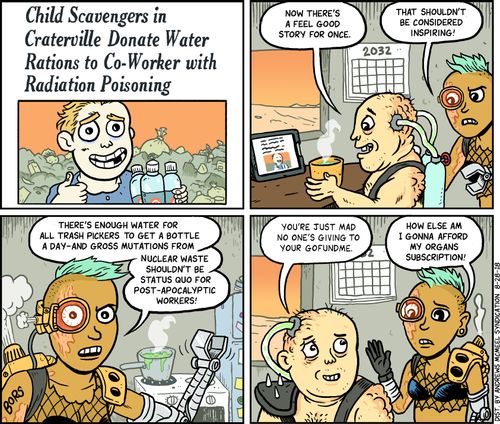 Child scavengers is Craterville donate water to co-worker with radiation poisoning
