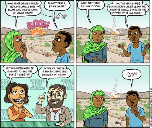 "Wow, more drone strikes here in Somalia. Sure seems like they've gone up under Trump."