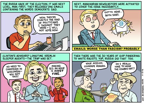 The Russia hack of the election, it was next level, man. First, they released DNC emails containing the words democrats said.