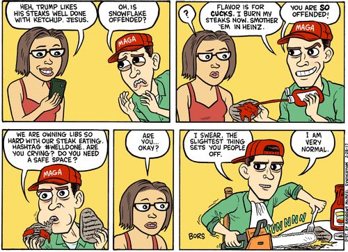 "Heh, Trump likes his steaks well done with ketchup. Jesus."