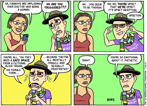 "Ha, Fanboys are imploding over Doctor Who being a woman."