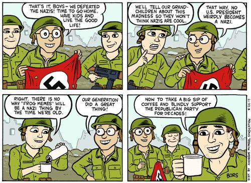 "That's it boys - we defeated the Nazis! Time to go home, have kids and live the good life!"