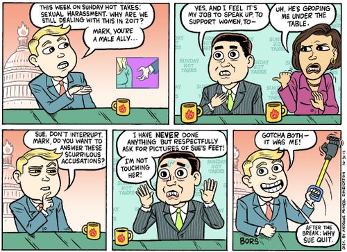 "This week on Sunday Hot Takes: sexual harassment."