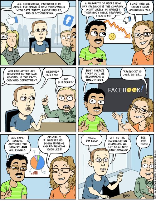 "Mr. Zuckerberg, Facebook is in crisis. The brand is now synonymous with data theft, racist uncles, and electioneering."