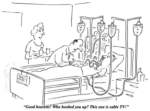"Good heavens! Who hooked you up? This one is cable TV!"