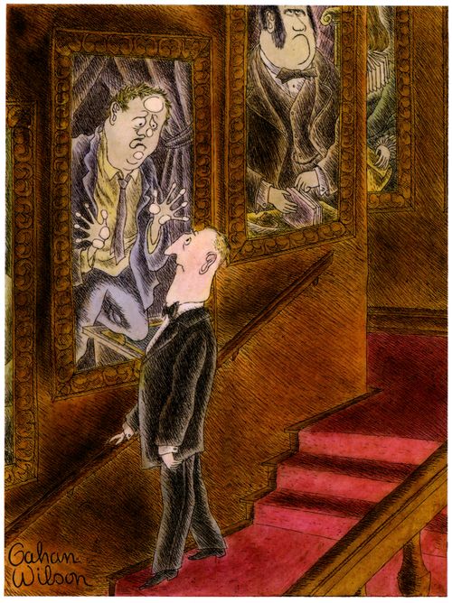 A man is trapped in a painting.
