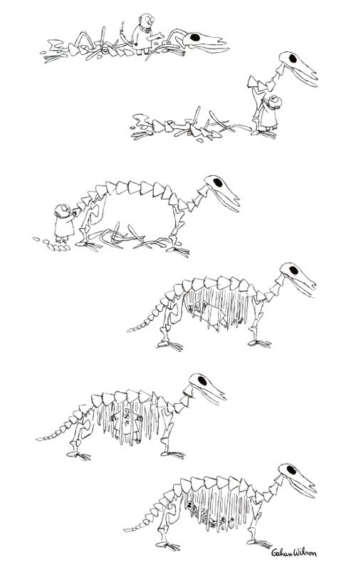 A paleontologist puts together dinosaur bones and becomes trapped inside.