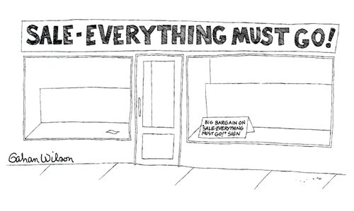 Sale-everything must go! - Big bargain on "sale-everything must go!" sign.
