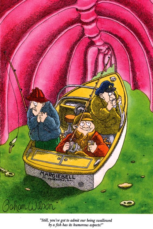 "Still, you've got to admit our being swallowed by a fish has its humorous aspects!"