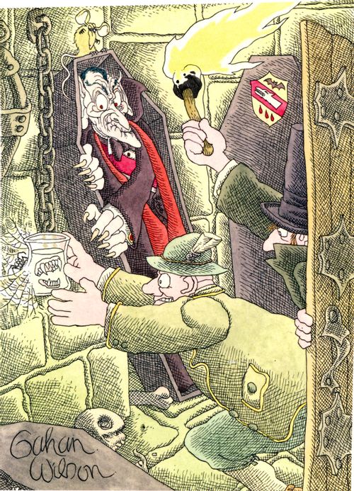 Vampire hunters manage to grab the dentures of a vampire.