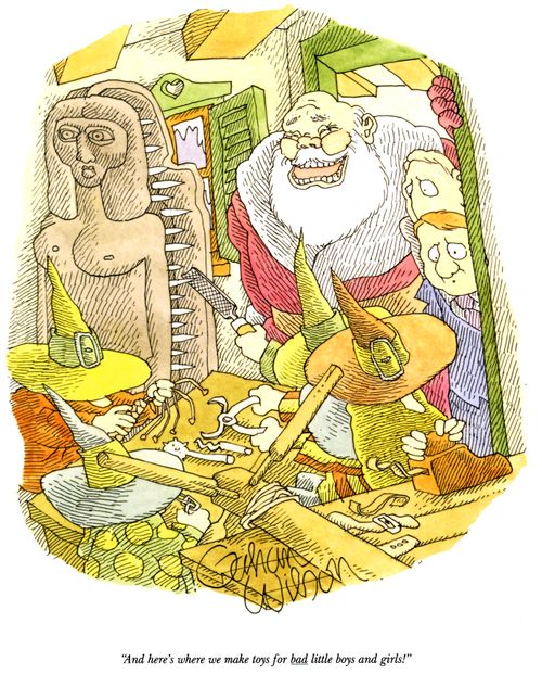 "And here's where we make toys for bad little boys and girls!"