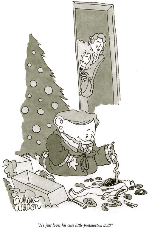 "He just loves his cute little postmortem doll!"