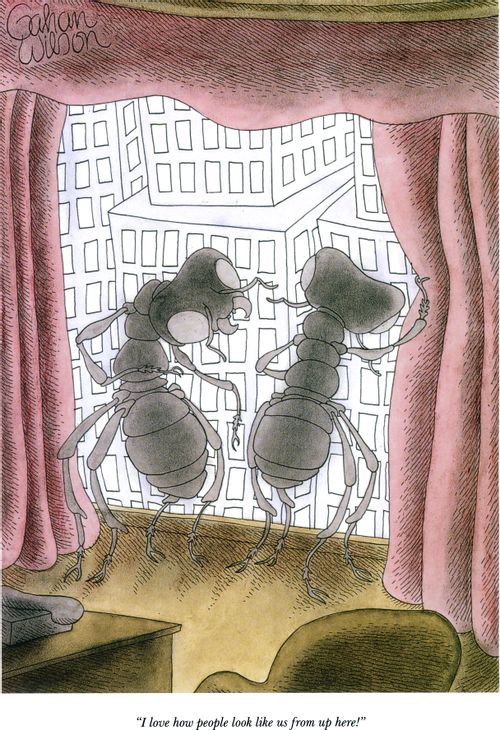 "I love how people look like us from up here!"