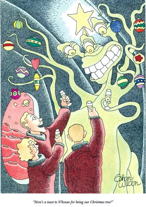 "Here's a toast to N'kzuxo for being our Christmas tree!"