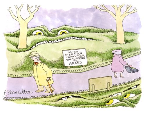 (Do not step on or in any other way offend the grass)
