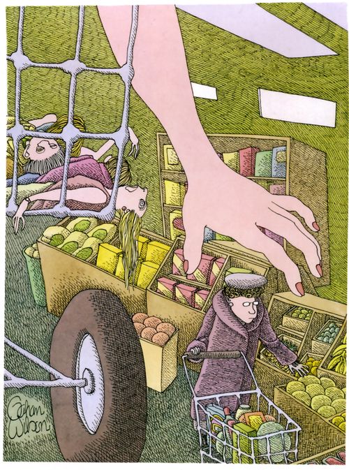 Giant doing the grocery shopping.