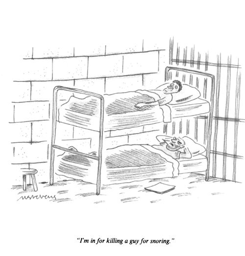 "I'm in for killing a guy for snoring."