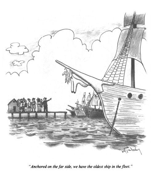 "Anchored on the far side, we have the oldest ship in the fleet."