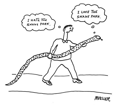 "I hate the snake park." "I love the snake park."