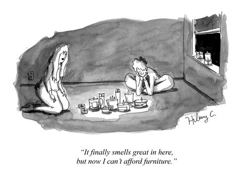 "It finally smells great in here, but now I can't afford furniture."