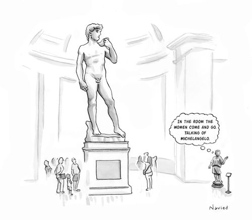 "In the room the women come and go. Talking of Michelangelo."