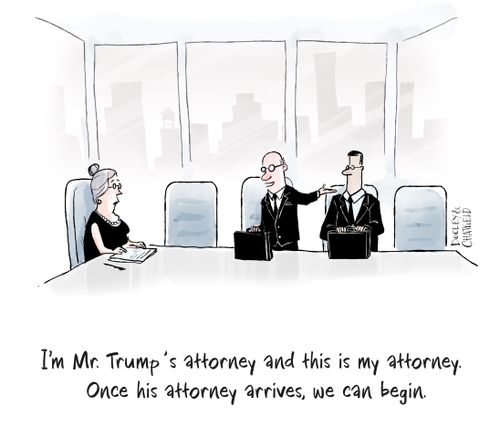 "I'm Mr. Trump's attorney and this is my attorney. Once his attorney arrives, we can begin."