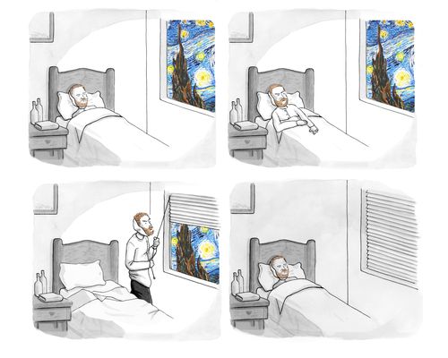 Vincent Van Gogh Shuts the Blind on Starry Night