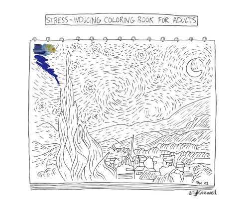 Stress-inducing coloring book for adults